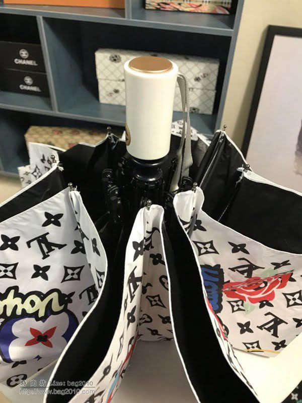 LV路易威登傘 超爆款 極品LV 2019火爆自動傘 四葉草 玫瑰花圖案 自動晴雨傘 防曬隔熱 防紫外線  zm1047
